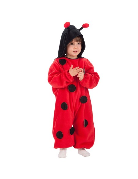 Costume coccinella rosso con pois neri e cappuccio per bambina piccola