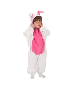 Costume coniglietto bianco rosa con cappuccio orecchie per bambina Carnevale
