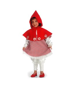 Costume Cappuccetto Rosso bambina con mantello rosso e vestito quadretti per Carnevale