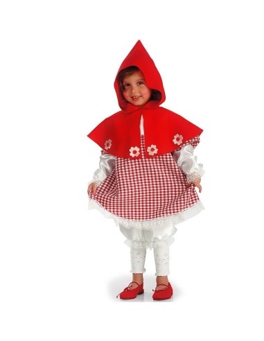 Costume Cappuccetto Rosso bambina con mantello rosso e vestito quadretti per Carnevale
