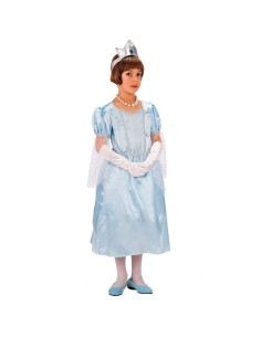 Costume principessa azzurra bambina con abito celeste corona guanti bianchi per feste