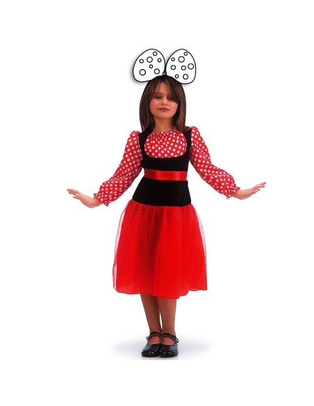 Costume topolina bambina vestito rosso pois bianchi orecchie fiocco Disney