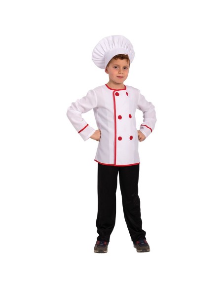 Costume da chef bambino con giacca bianca doppio petto e cappello da cuoco per travestimenti