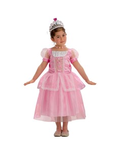 Costume principessa rosa con pizzo e gonna vaporosa per bambina