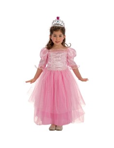 Costume principessa rosa con tulle per bambina, abito fiabesco con maniche sbuffo e gonna voluminosa