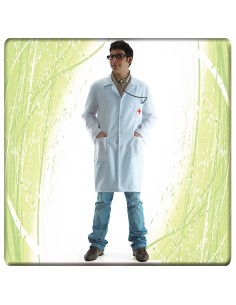 Costume da dottore camice bianco con occhiali e jeans per travestimenti medico