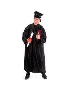 Costume da laureato nero con toga, cappello accademico e diploma per feste e cerimonie