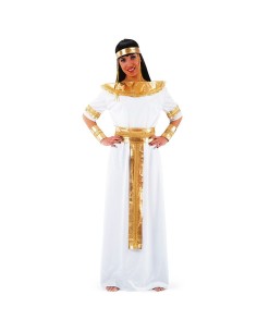 Costume Cleopatra donna bianco oro con tunica copricapo egiziano bracciali cintura dorata Carnevale