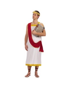 Costume console romano bianco con mantello rosso e corona dorata per uomo taglia M-L