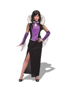Costume strega viola elegante con gonna nera e mantello per Halloween donna