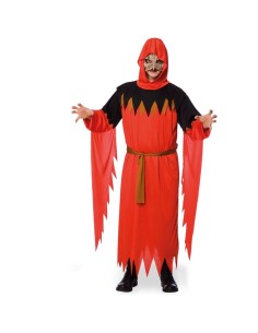 Costume demone rosso nero con mantello cappuccio maschera per Halloween feste horror travestimenti