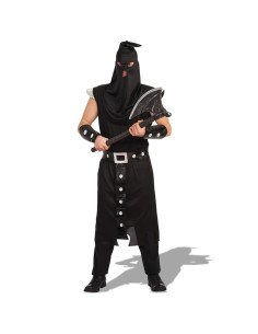 Costume da boia nero medievale con cappuccio mantello e cintura per Halloween horror