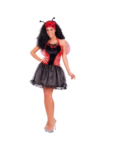 Costume coccinella donna rosso nero con corpetto e gonna per feste Carnevale Halloween