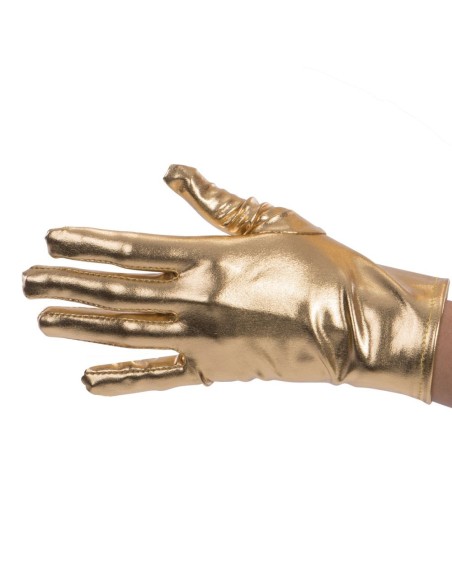 Guanti dorati eleganti lunghi 22 cm per costumi e travestimenti di lusso