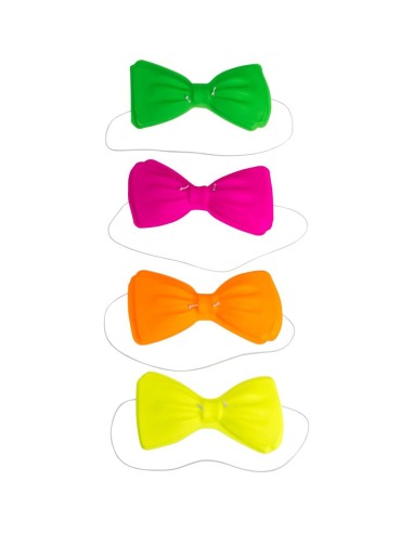 Papillon fluo in plastica colorati verde rosa arancione giallo per feste accessori costume