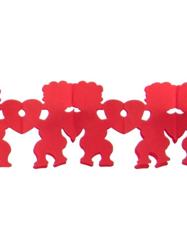 Festone decorativo rosso con cupidi stilizzati collegati lungo 4 metri per San Valentino
