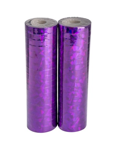 Due rotoli stelle filanti metalliche viola olografiche per feste e decorazioni
