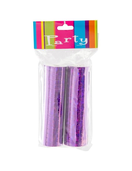 Due rotoli stelle filanti metalliche viola olografiche per feste e decorazioni