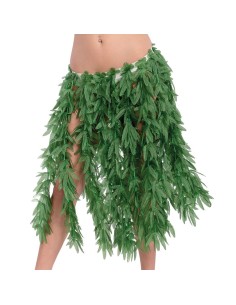 Gonna verde con foglie decorative lunghe per costume natura tribale Hawaii lunghezza 70 cm