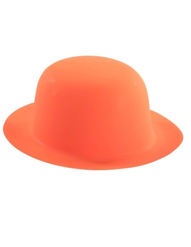 Bombetta arancione fluo in plastica per Carnevale e feste a tema colorate