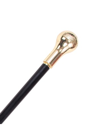 Bastone elegante con pomello dorato e asta nera lungo 110cm per costumi teatrali e d'epoca