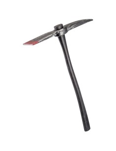 Piccone da guerra smontabile con lama insanguinata e manico nero lungo 90 cm per costumi medievali