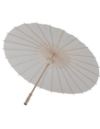 Ombrellino bianco di carta con stecche di bambù diametro 60 cm per costumi orientali geisha