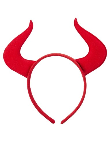 Cerchietto rosso con corna da diavolo in tessuto per costumi Halloween