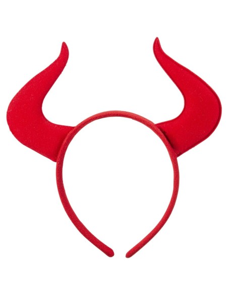 Cerchietto rosso con corna da diavolo in tessuto per costumi Halloween