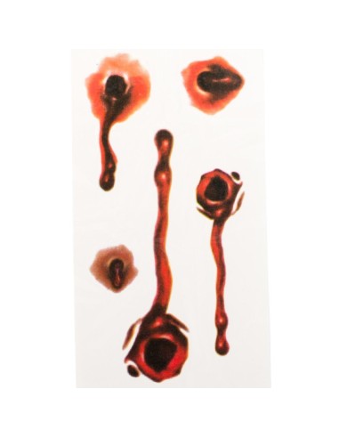 Tatuaggi temporanei fori proiettile insanguinati con effetti realistici di sangue per Halloween horror