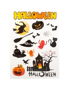 Cartella tatuaggi Halloween con streghe, zucche, fantasmi e simboli horror per travestimenti