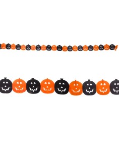 Festone Halloween con zucche arancioni e nere Jack-o'-lantern per decorazioni festa