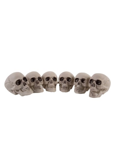 Set 6 teschi decorativi in plastica beige altezza 7 cm per Halloween e decorazioni horror macabre