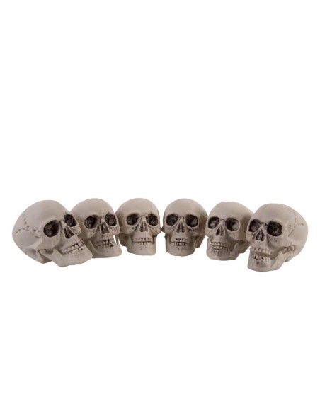 Set 6 teschi decorativi in plastica beige altezza 7 cm per Halloween e decorazioni horror macabre