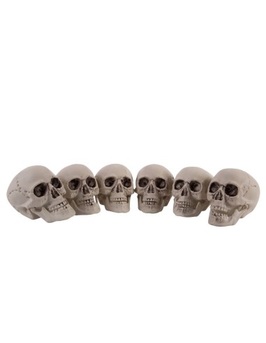Set 6 teschi decorativi in plastica beige altezza 7 cm per Halloween e decorazioni horror macabre