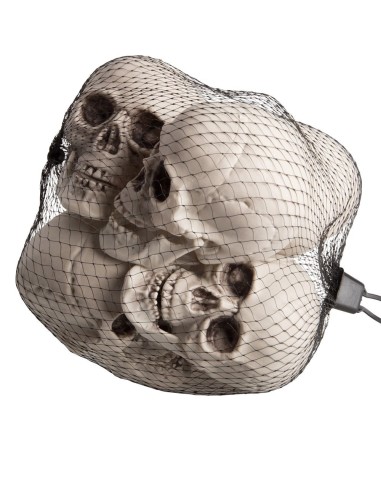 Set 6 teschi decorativi in plastica beige altezza 7 cm per Halloween e decorazioni horror macabre