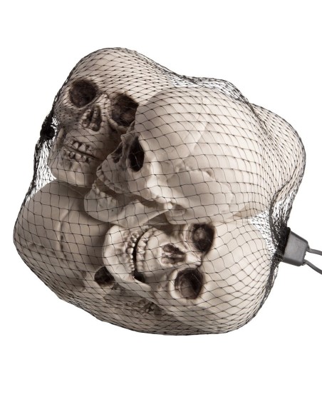 Set 6 teschi decorativi in plastica beige altezza 7 cm per Halloween e decorazioni horror macabre