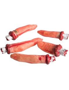 Set 5 dita mozzate insanguinate realistiche accessori horror Halloween effetti speciali