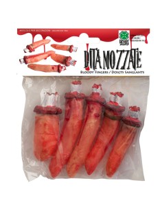 Set 5 dita mozzate insanguinate realistiche accessori horror Halloween effetti speciali 2