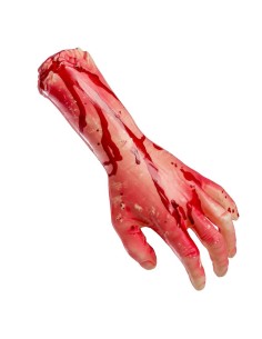 Mano mozzata insanguinata in plastica rigida per Halloween e effetti speciali horror realistici