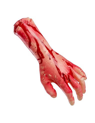 Mano mozzata insanguinata in plastica rigida per Halloween e effetti speciali horror realistici
