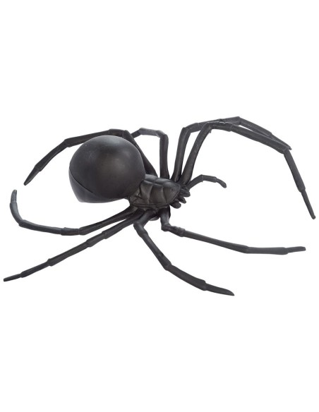 Ragno decorativo nero in plastica con zampe lunghe per Halloween e decorazioni horror