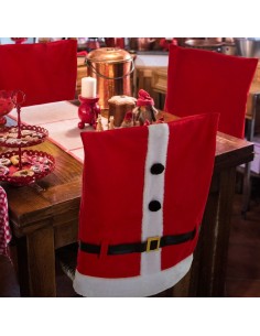 Coprisedia natalizio giacca Babbo Natale in pile rosso con bottoni e cintura nera per decorazioni natalizie