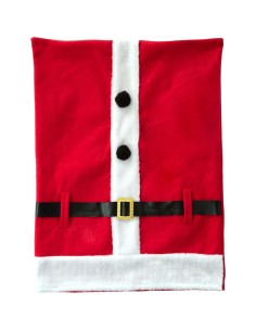 Coprisedia natalizio giacca Babbo Natale in pile rosso con bottoni e cintura nera per decorazioni natalizie 2