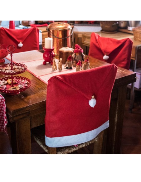Coprisedia natalizio rosso in pile con campanella dorata e bordo bianco per decorazioni natalizie