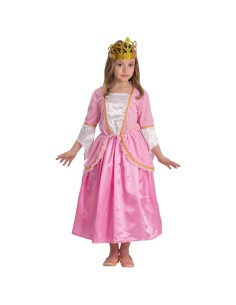 Costume principessa Biancarosa rosa con gonna lunga e corona dorata per bambina