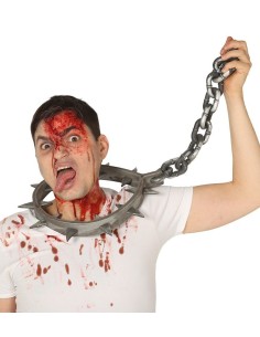 Collare con catena metallica per costume horror Halloween travestimento spaventoso accessorio