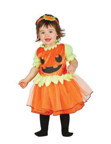 Costume baby zucca arancione con gonna in tulle e cerchietto per bambini Halloween 18-24 mesi