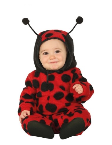 Costume coccinella rosso neri pois bambino neonato tutina cappuccio antenne
