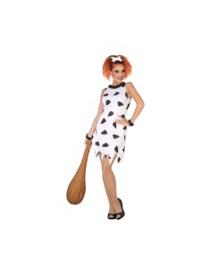 Costume Wilma Flintstone abito bianco pois neri donna carnevale cartoni animati preistorico